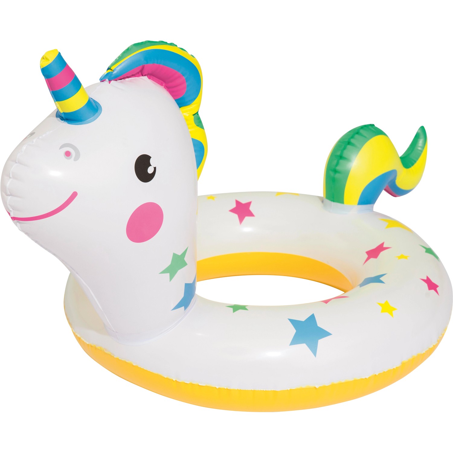 Bestway Schwimmring im Tierdesign, hier als Einhorn, mit bunten Sternen.