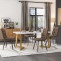 Merax Essgruppe 5-tlg mit 117x68cm Esstisch  4 Samtstühle Braun  Tischbeine Gold_2