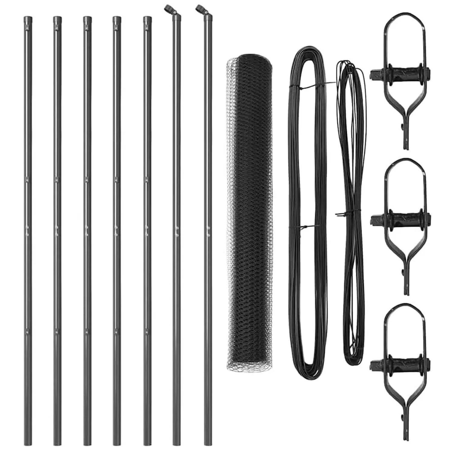 vidaXL Zaunpfosten Grau 10 x 1,4 m 25 mm Maschen Stahl und PVC 3352786 günstig online kaufen