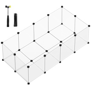 Feandrea Freigehege mit Bodenplatten 143 cm x 73 cm x 46 cm Weiß