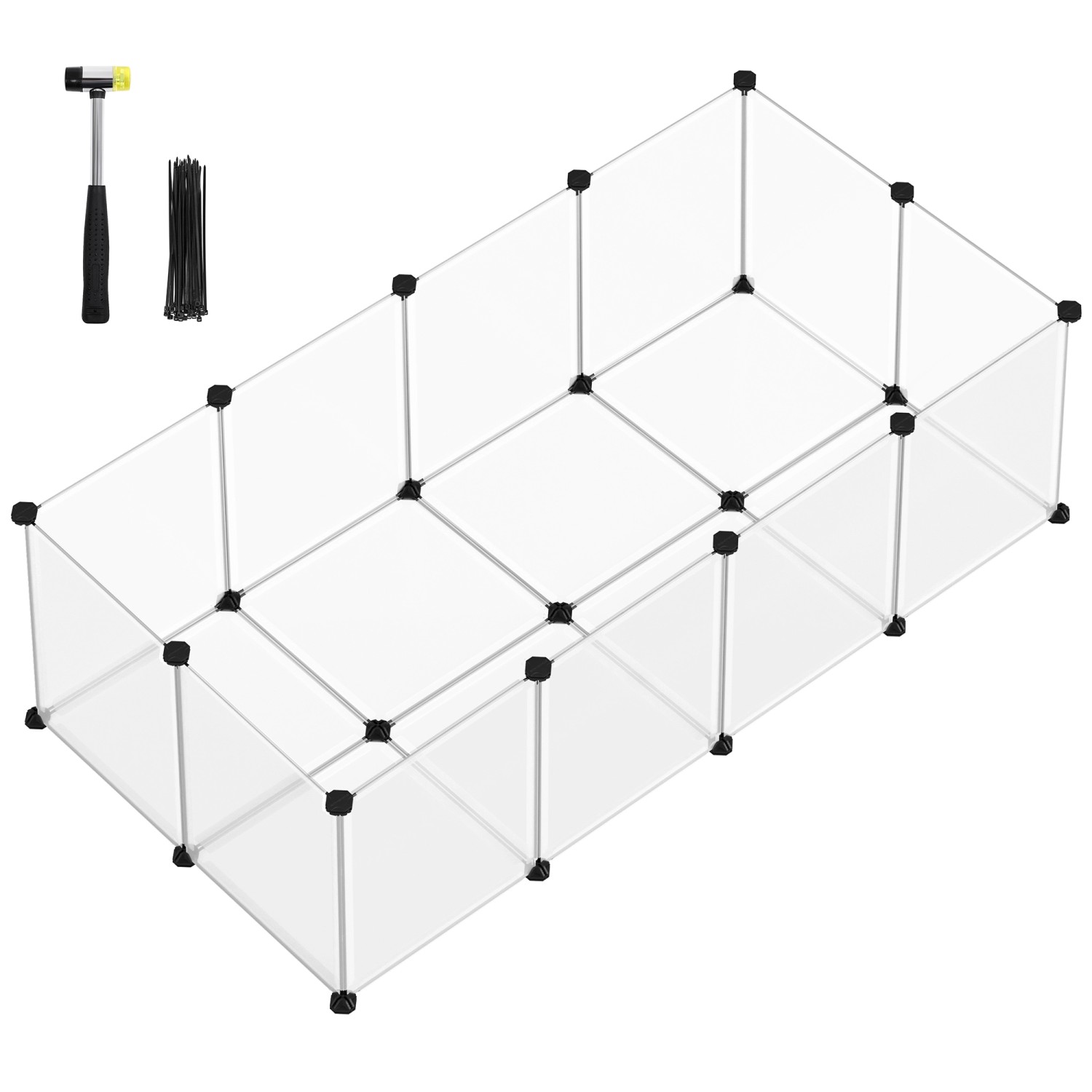 Feandrea Freigehege mit Bodenplatten 143 cm x 73 cm x 46 cm Weiß