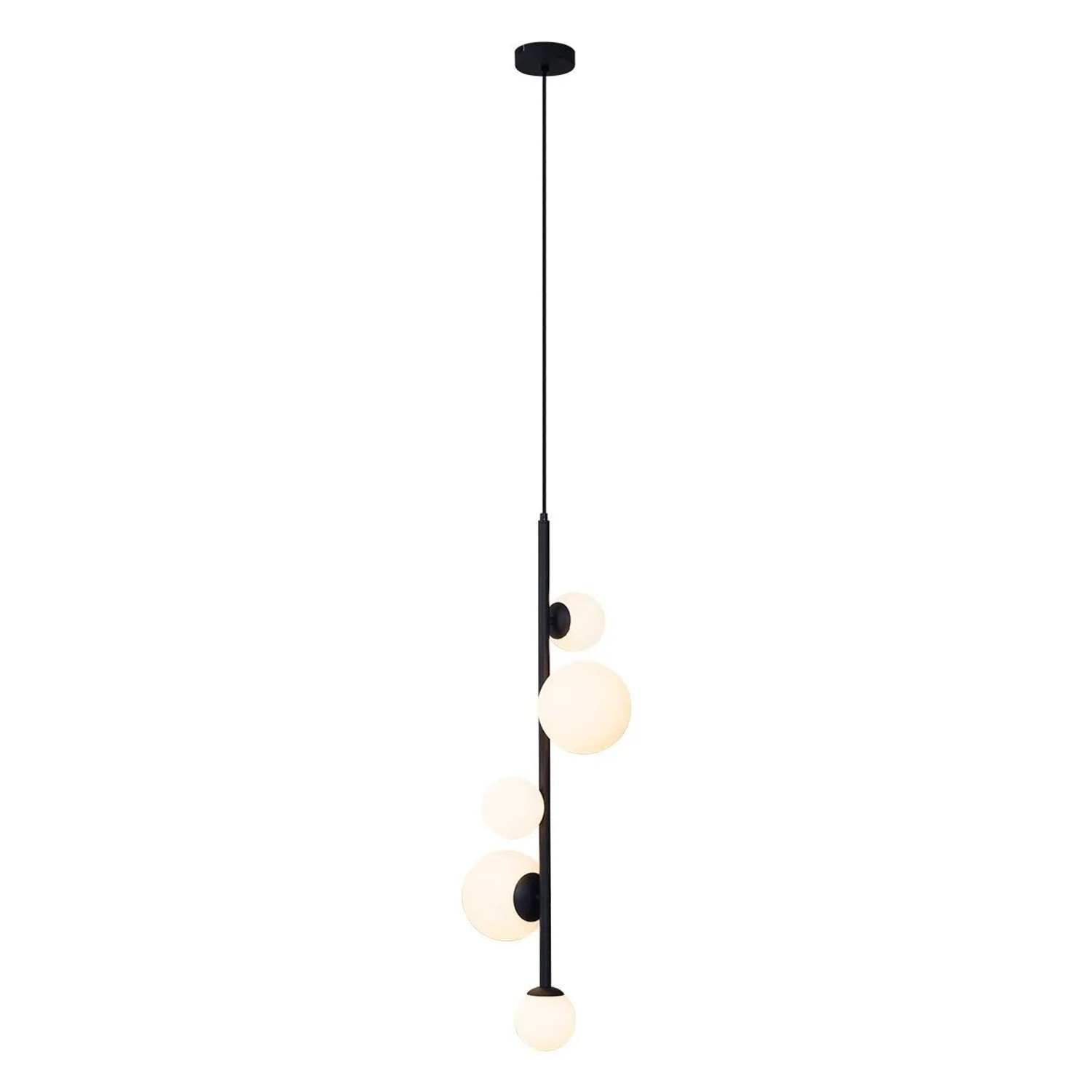 QAZQA Design-Hängeleuchte Schwarz mit Milchglas 5-flammig Vertical