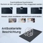 Schwarze, zuschneidbare Bad Land Duschwanne VIDAR mit Steinoptik. Zeigt Anpassung, Schneiden und antibakterielle Beschichtung.