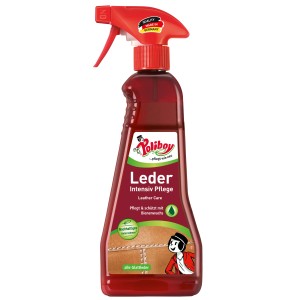Poliboy Leder Intensiv Pflege, 375ml Sprühflasche für Glattleder Reinigung und Schutz.