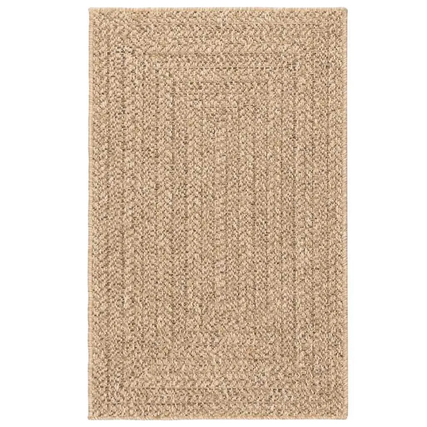 Beiger vidaXL ZIZUR Outdoor-Teppich in Jute-Optik, rechteckig, geflochtene Struktur, UV-beständig für Innen und Außen.
