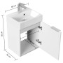 Posseik Badmöbel Cubi Slimline, 40 cm, weiß hochglanz, mit offenem Fach und geöffneter Tür.
