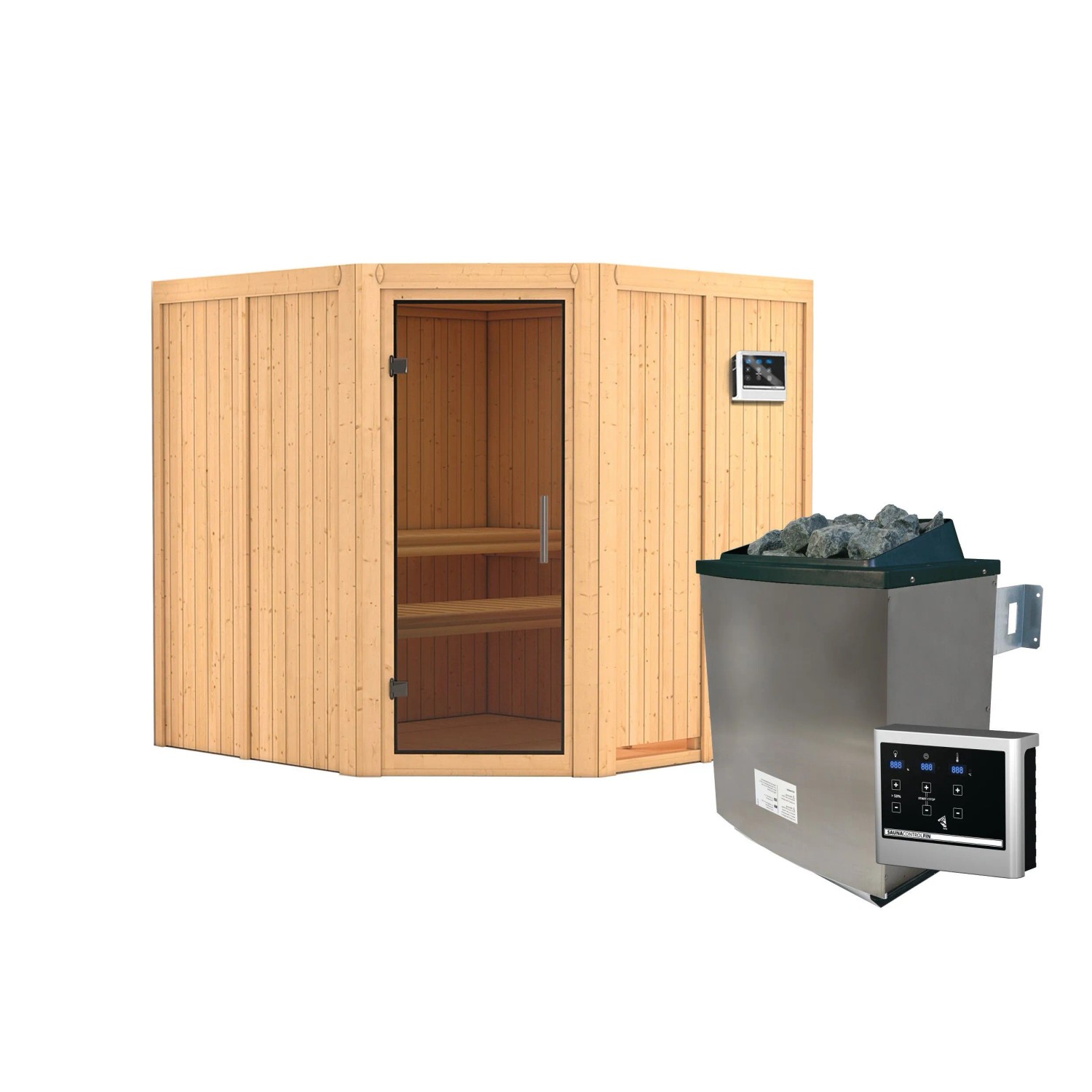 Chillroi Sauna San Rafael SET Naturbelassen mit 9kW Ofen günstig online kaufen