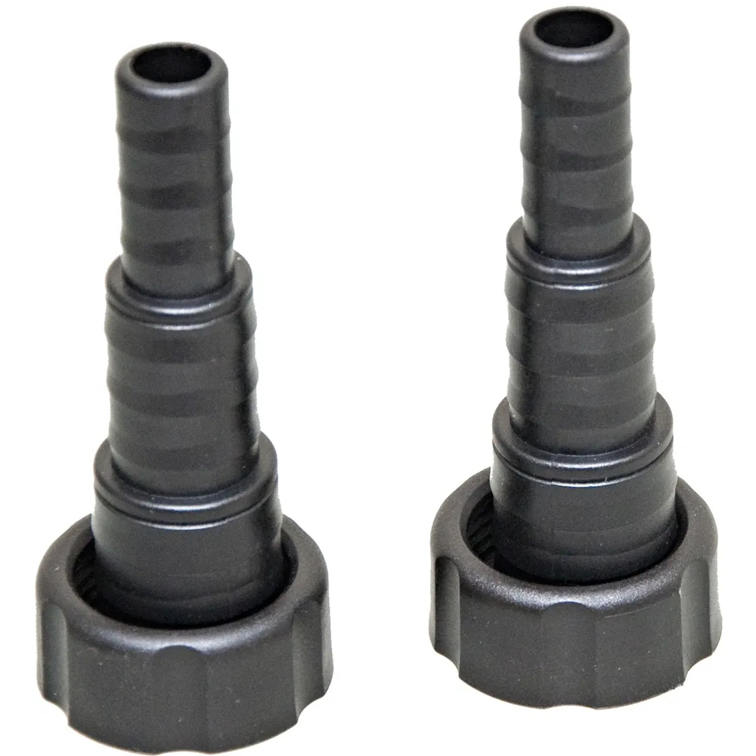 Zwei schwarze Schlauchtüllen für VT Druckfilter Pressure Filter 6000, Teichpumpen Zubehör.