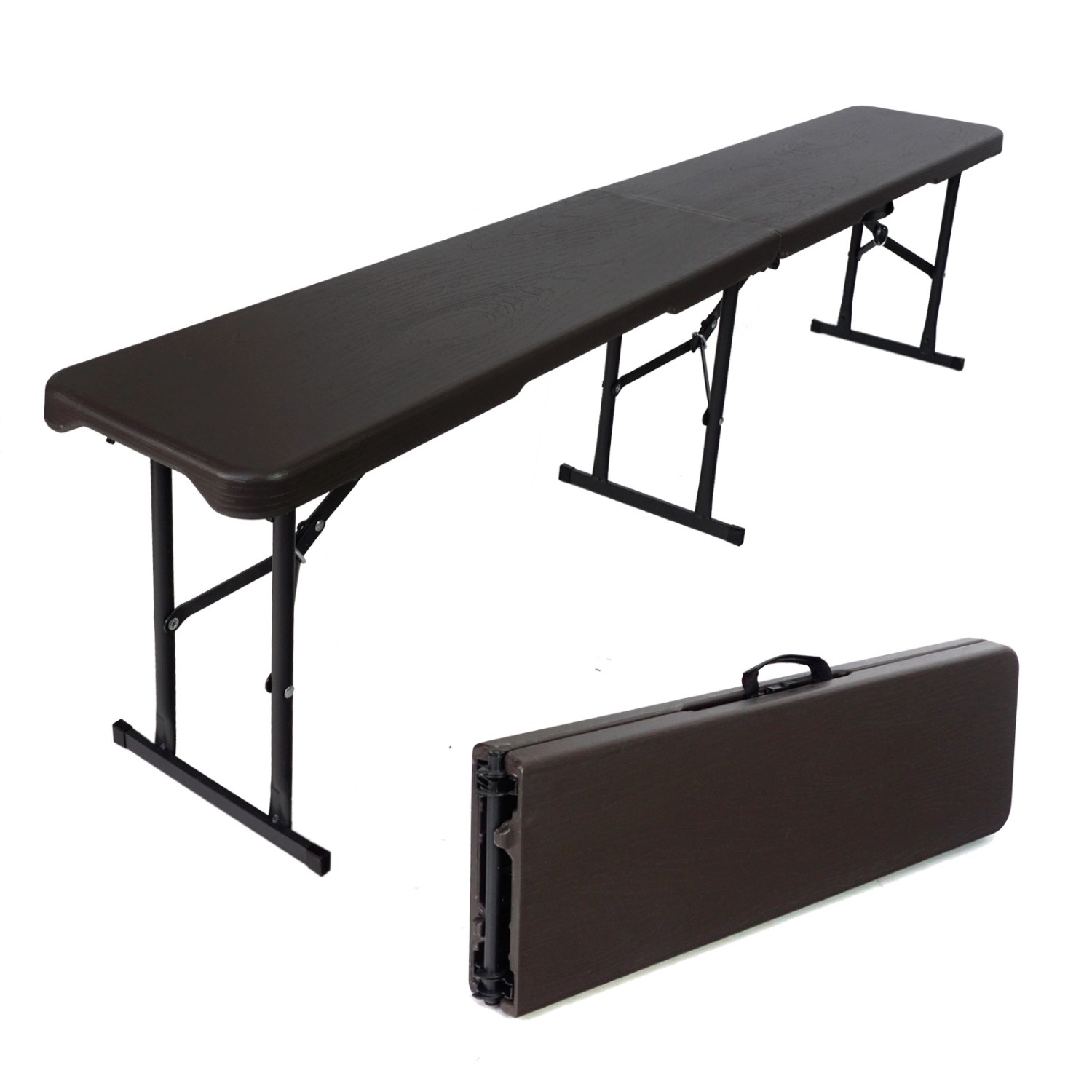TRUTZHOLM Bierbank Klappbank 180cm Kunststoff Holzoptik Grau