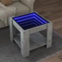 vidaXL LED-Couchtisch, Betongrau, 53x53 cm, mit Ablage und Infinity-Spiegel.