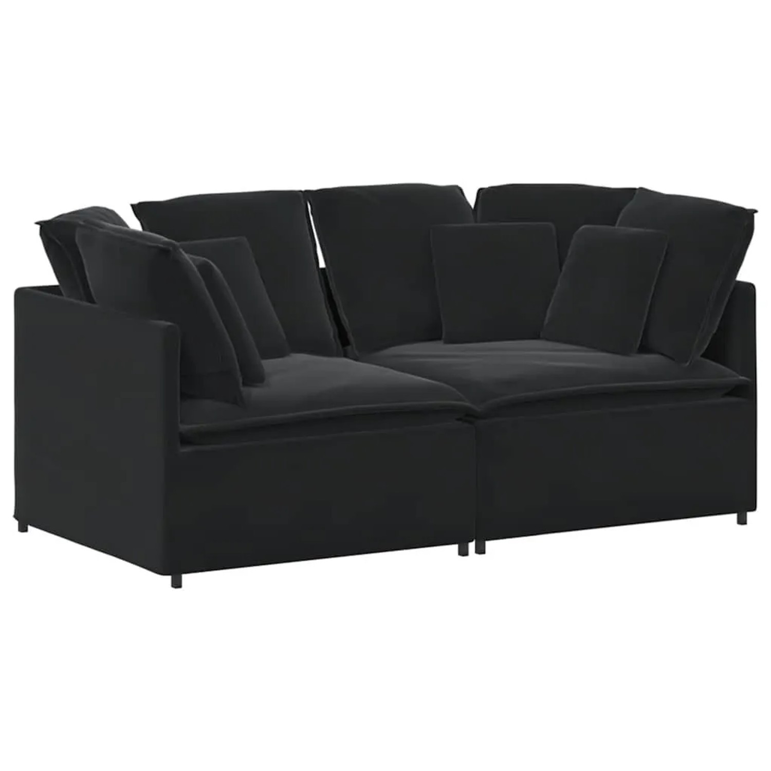 vidaXL Modulares Sofa mit Kissen Samt Schwarz 3321254