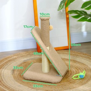 PawHut Kratzstamm, braun, 54cm hoch. Kratzsäule mit Sisal, Liegefläche und Spielball für Katzen.