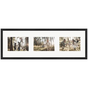 Schwarzer WANDStyle Galerierahmen für 3 Fotos (10x15 cm). Moderner Multi-Fotorahmen mit Passepartout.
