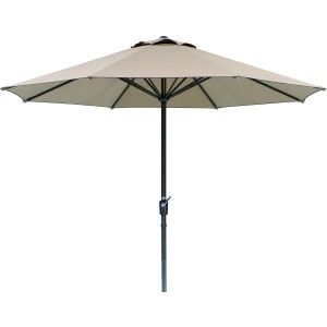 Schneider Marktschirm Korsika, Ø 320 cm, Natur. Sonnenschirm mit Kurbelmechanik für Garten und Balkon.