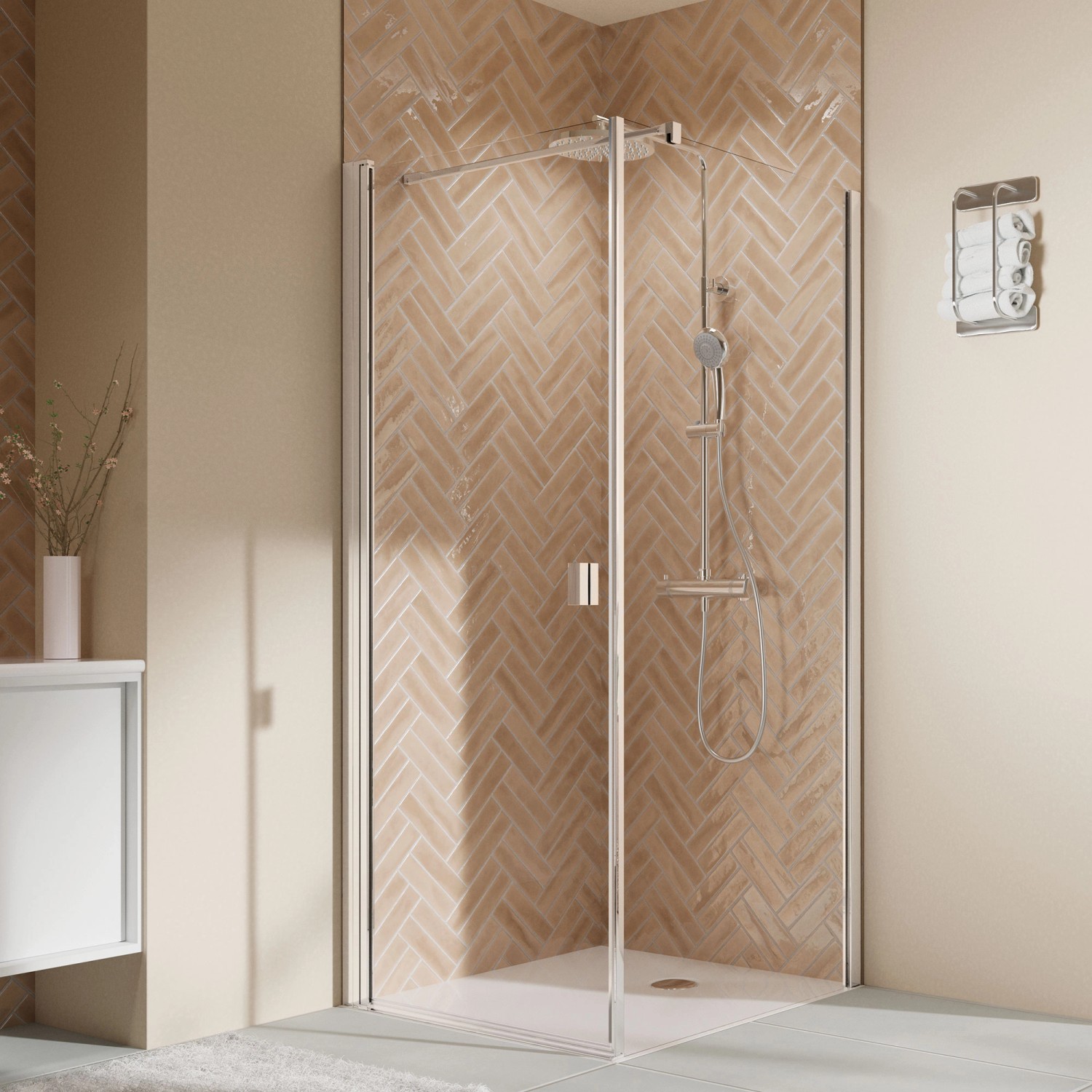 Breuer Drehtür Elana 2.0 Eckige Profile 100 cm Alu-Chrom DIN Links