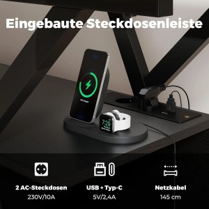 Costway Tv-Ständer mit Led & Usb & Type-C für 65-Zoll-Tv Schwarz