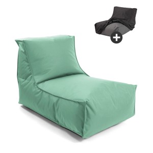 Grüner mokebo Sitzsack Sundowner mit wasserabweisender Schutzhülle für Indoor & Outdoor.