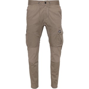 Cat Dynamic Arbeitshose in Khaki, lässiger Schnitt mit Cargotaschen und Kordelzug.