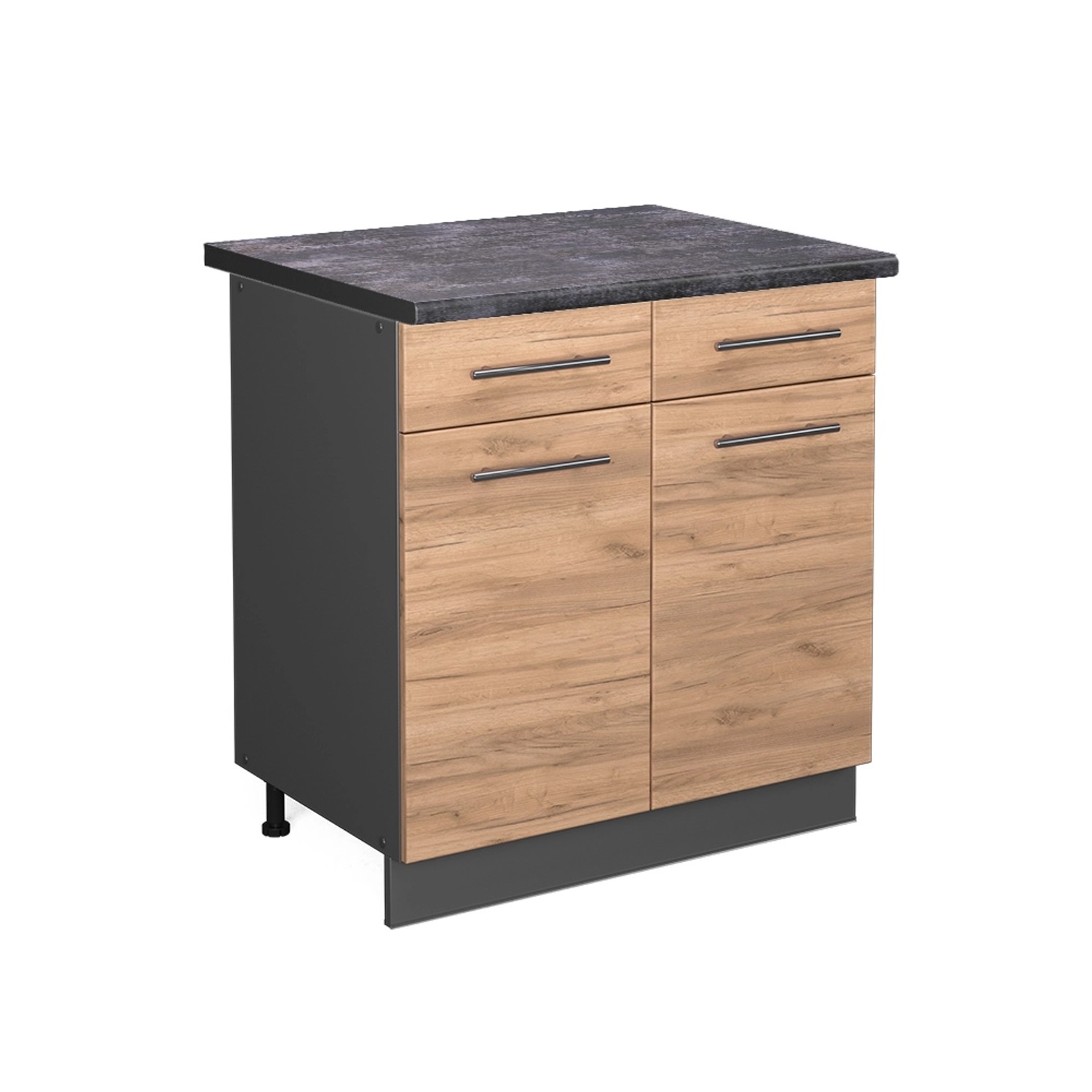 Vicco Küchenunterschrank Fame-Line Goldkraft Eiche/Anthrazit 80 cm AP Anthrazit