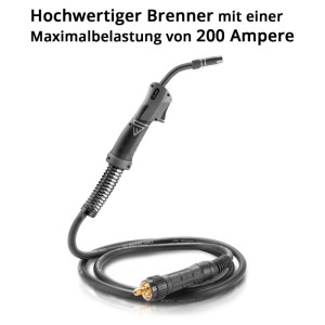 STAHLWERK AK15/MB15 Schweißbrenner mit 3m Schlauchpaket für MIG MAG Schweißgeräte, 200A, Euroanschluss.