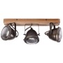 Brilliant Spot Carmen: 3-flammige Deckenleuchte aus Holz und Stahl in Burned Steel Optik.