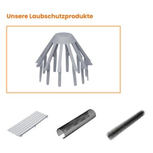 Grauer Inefa Laubfangkorb aus PVC für Dachrinnen und Fallrohr. Schützt vor Laub und Verstopfung. Einfache Montage.