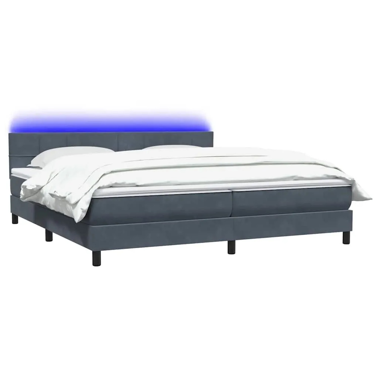 vidaXL Boxspringbett mit Matratze & LED Dunkelgrau 180x210 cm Samt 3316894