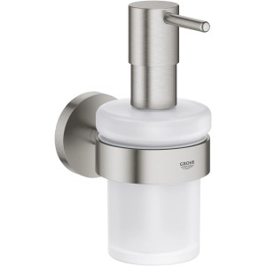 Grohe Seifenspender mit Halter, Supersteel-Finish, zur Wandmontage im Badezimmer.