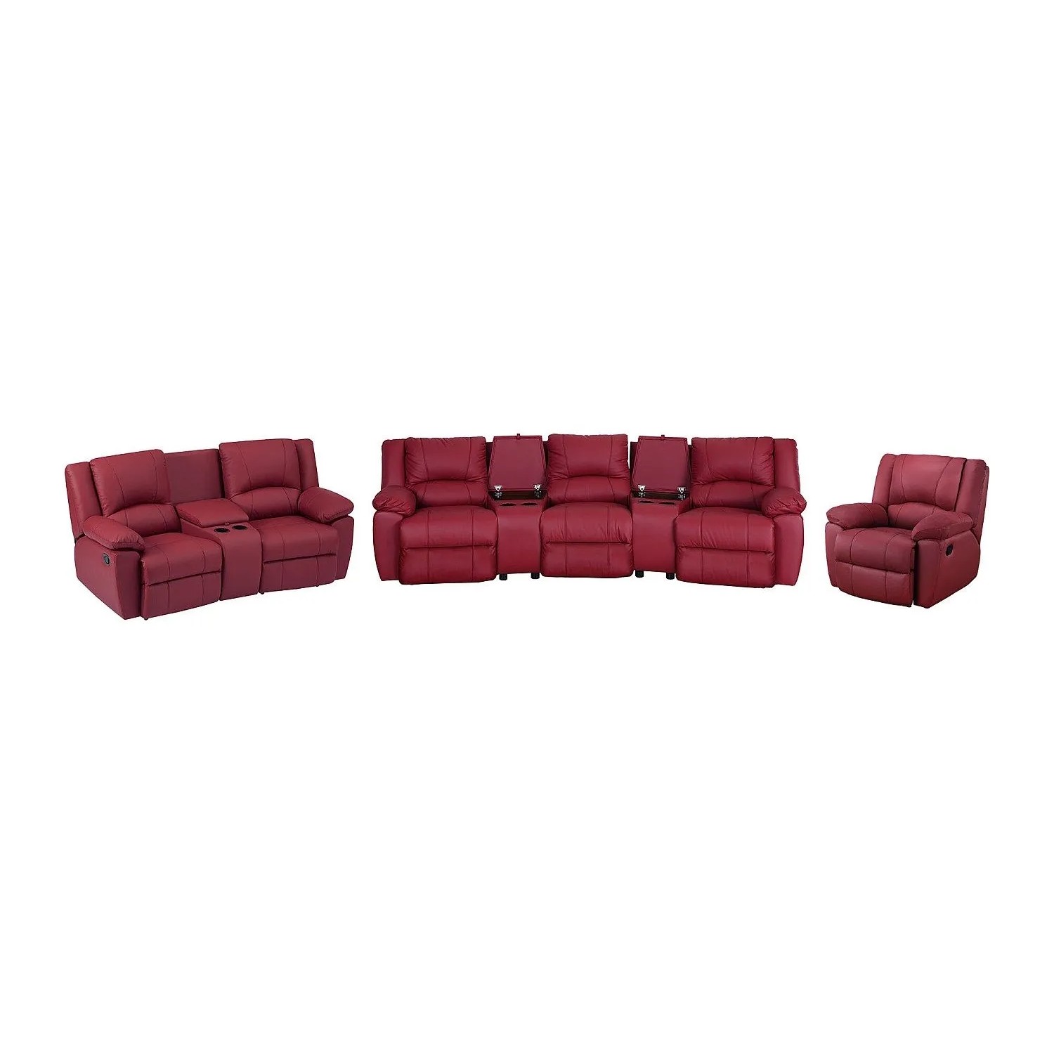 Vente-unique Couchgarnitur Mit Sessel Aroma Rot 201 cm  102 cm  308 cm