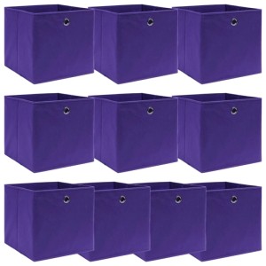 vidaXL Aufbewahrungsboxen 10 Stk Lila 32x32x32 cm Stoff 288355