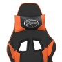 Gaming Stuhl in Schwarz und Orange mit Massagefunktion und Kopfstütze.