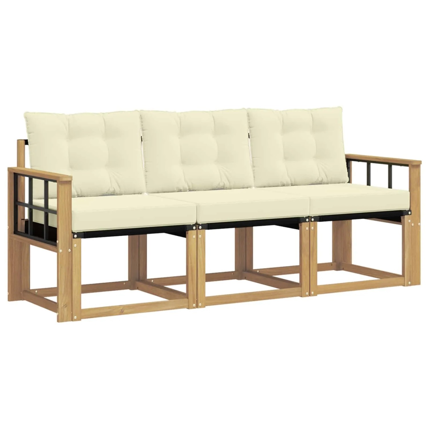 vidaXL Outdoor-Sofagarnitur mit Kissen 3-Tlg Weiß und Creme 3389168