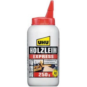 Uhu Holzleim Express, 250g Flasche. Schnell abbindender Kleber für Holz.