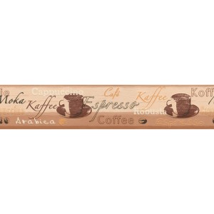 Bricoflor Bordüre mit Kaffee-Motiv in Beige/Braun. Papierbordüre mit Kaffeebohnen und Café Design.