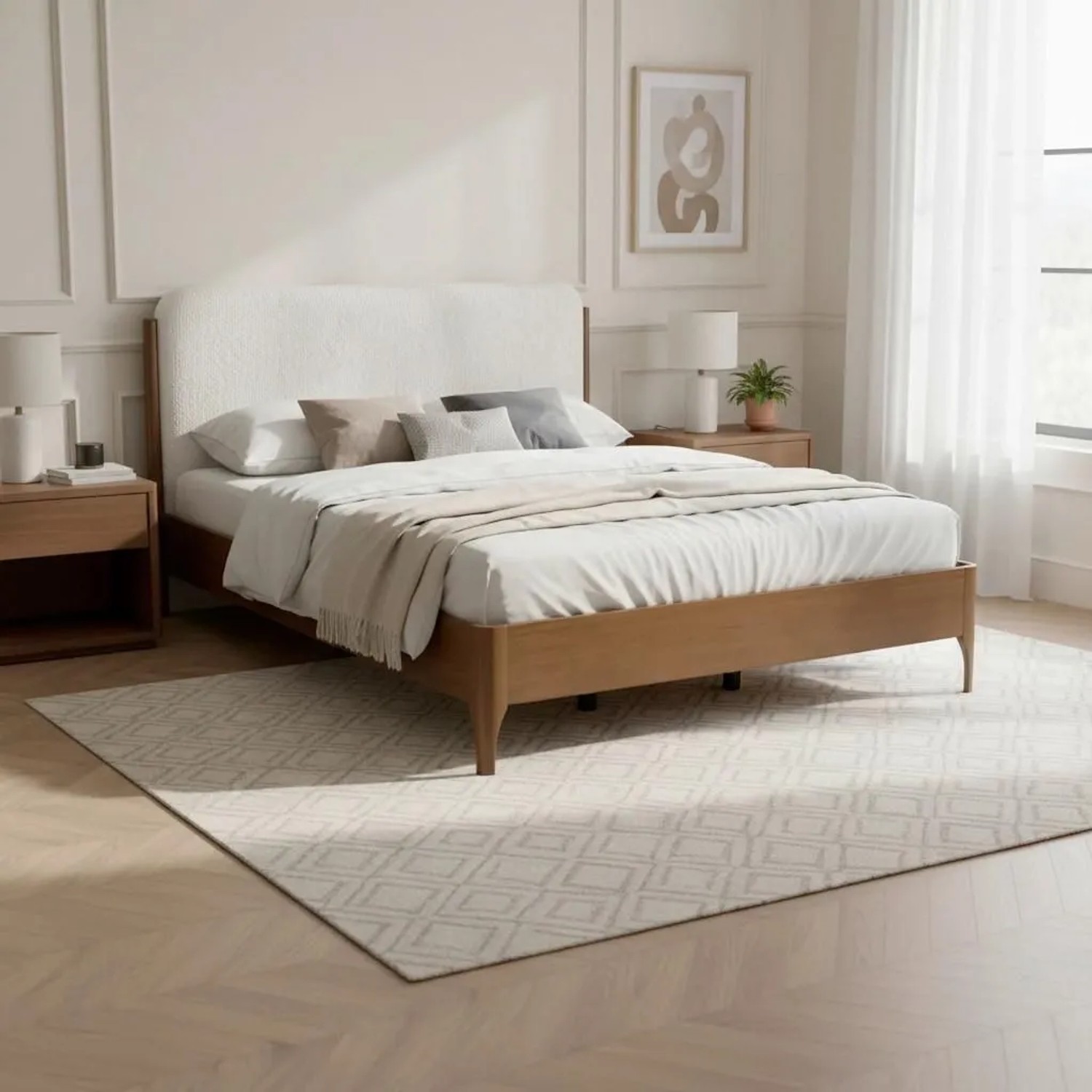 Bessagi Home Holzbett Amina Elfenbein ca. 180x200 cm