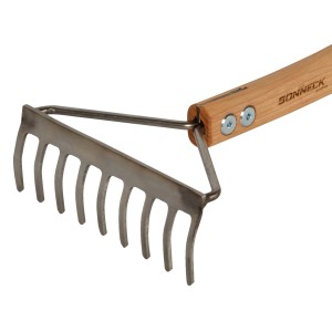 Sonneck Hochbeet-Kleinrechen Natura mit Holzgriff und Metallzinken für Gartenarbeiten.