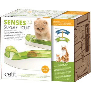 Catit Katzenspielzeug Senses 2.0 Spielschienen Super im Karton, mit Katze.