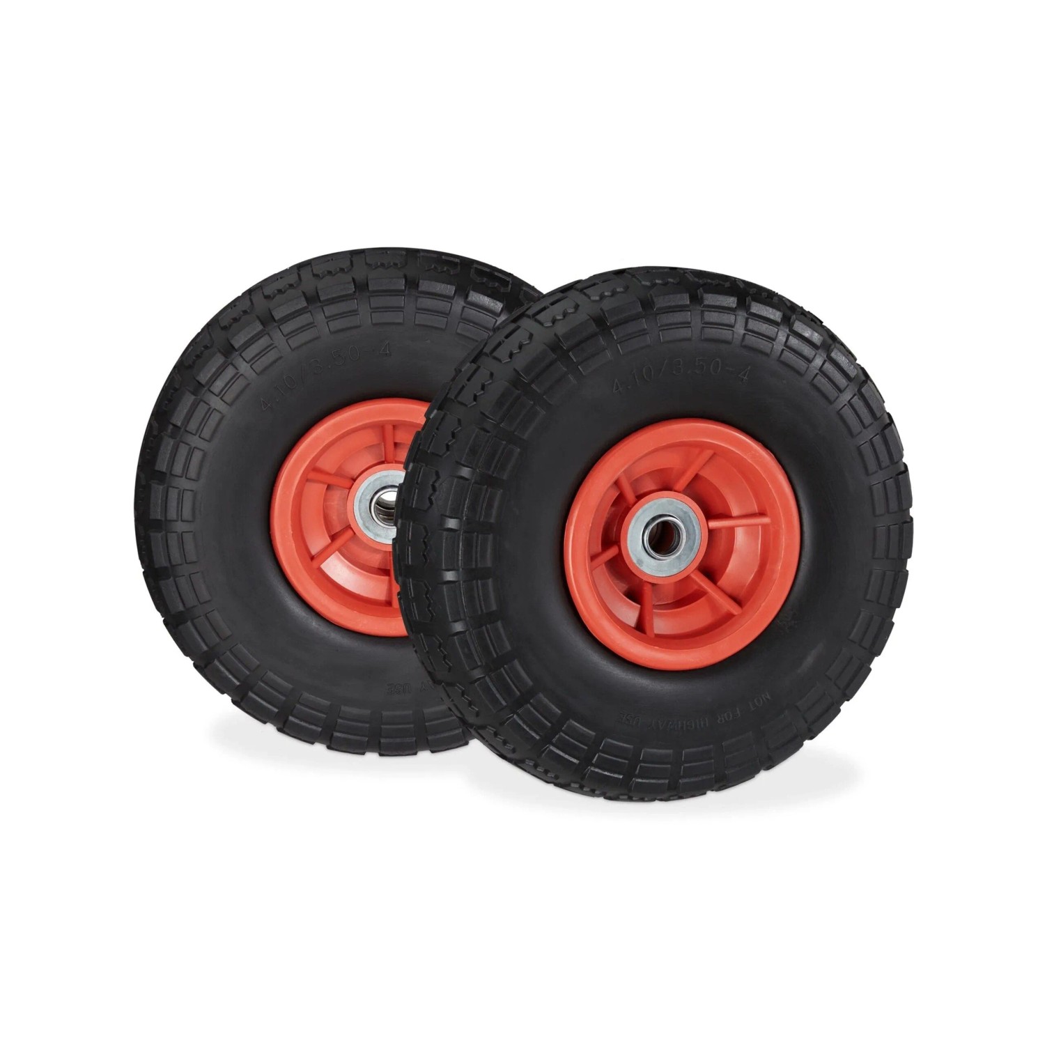 Relaxdays Sackkarrenrad 2er Set PU Schwarz Rot Pannensicher 26 cm x 8,5 cm 850 g