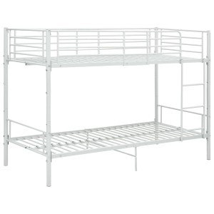 Weißes Metall Etagenbett 90x200 cm mit Leiter für Kinderzimmer.