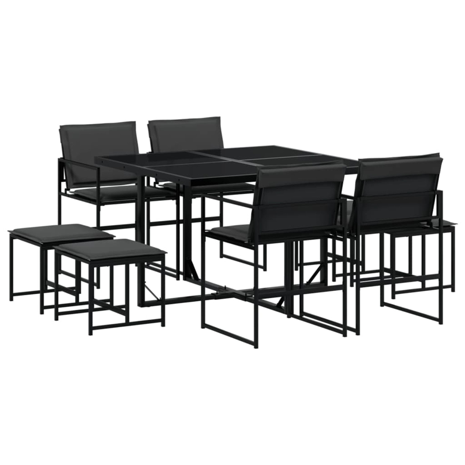 vidaXL 9-Tlg Garten-Essgruppe mit Kissen Schwarz Textilene 3295083 günstig online kaufen