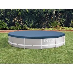 Intex Pool Abdeckplane Ø 366 cm, blaue Schutzplane für Frame Pool im Garten.