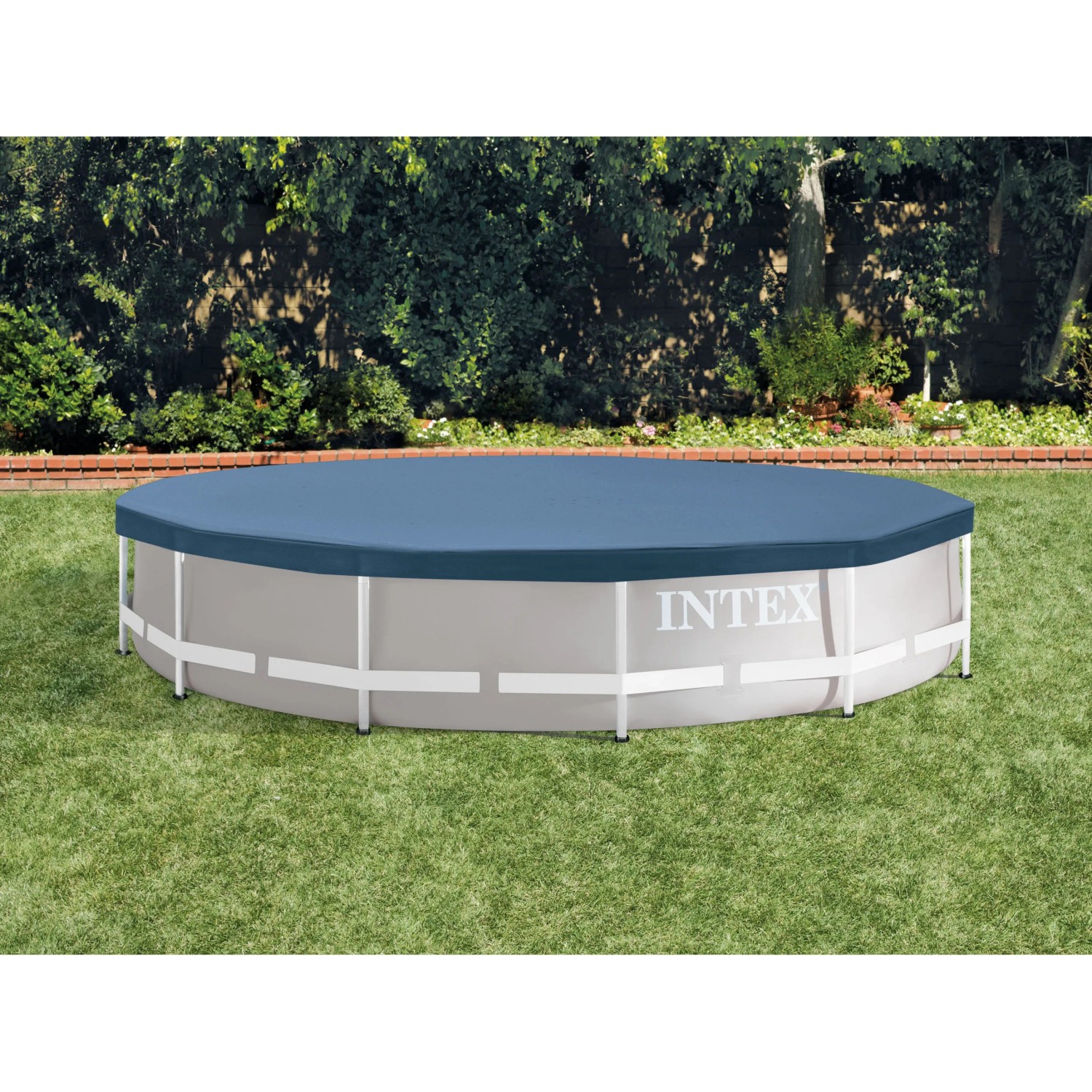 Intex Pool Abdeckplane Ø 366 cm, blaue Schutzplane für Frame Pool im Garten.