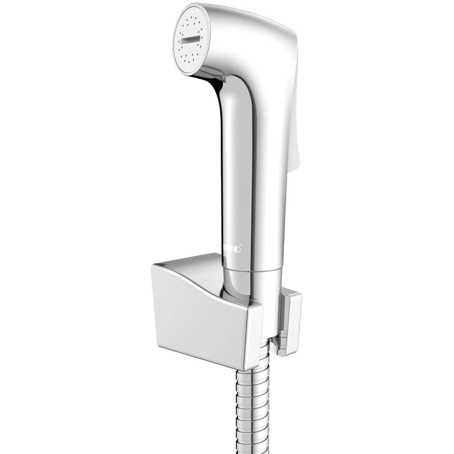 Wenko Bidet-Set Watersaving, Chrom, mit Sprühkopf, Schlauch und Wandhalterung.