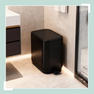 Relaxdays Mülleimer Kunststoff Schwarz Rutschfest Softclose 7 l 30 cm x 18 cm x 28 cm 1 kg