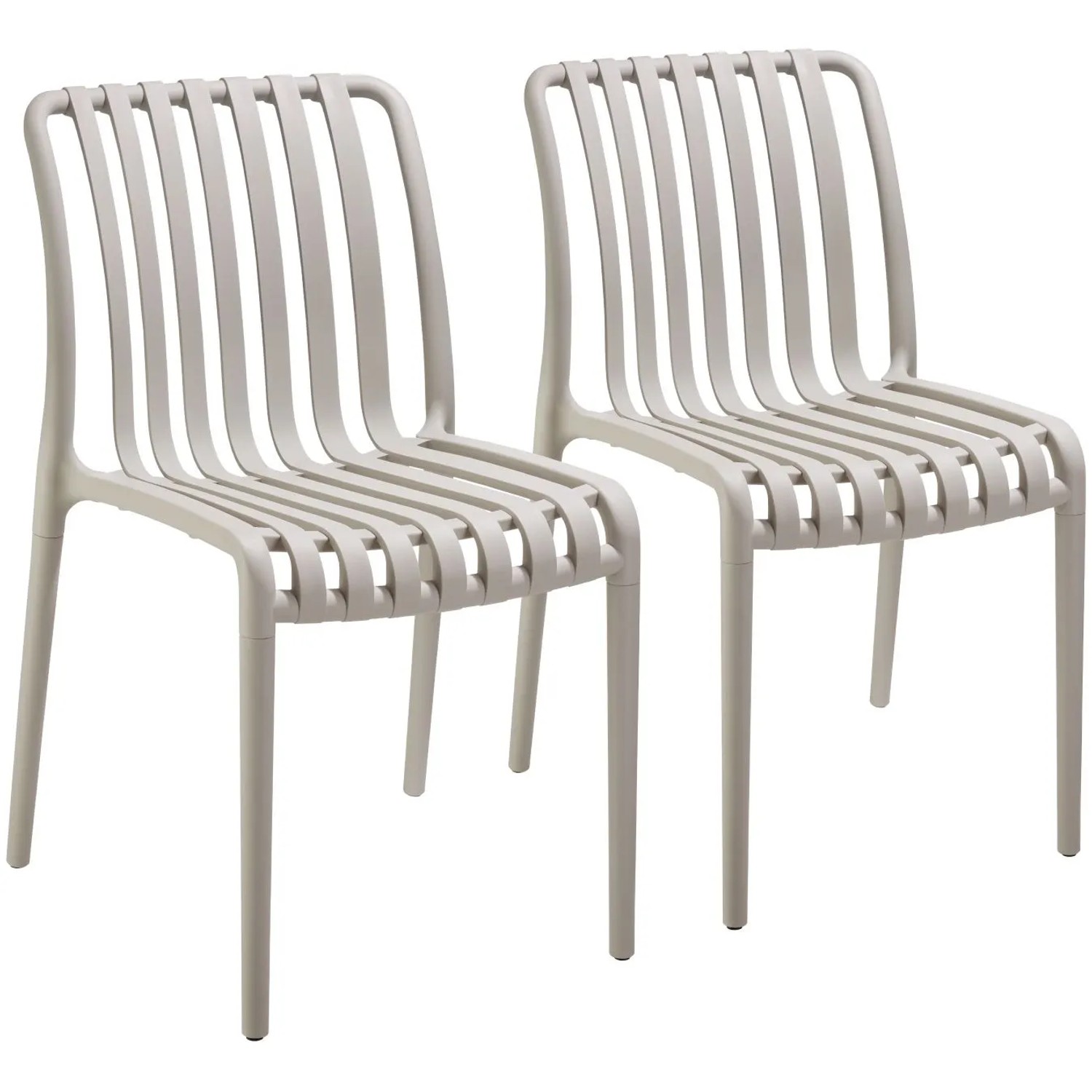 Tectake Gartenstühle Alcudia Wetterfest und Uv Beständig Platzsparend und Stapelbar 2Er Set 58 x 47 x 80 50 cm Taupe