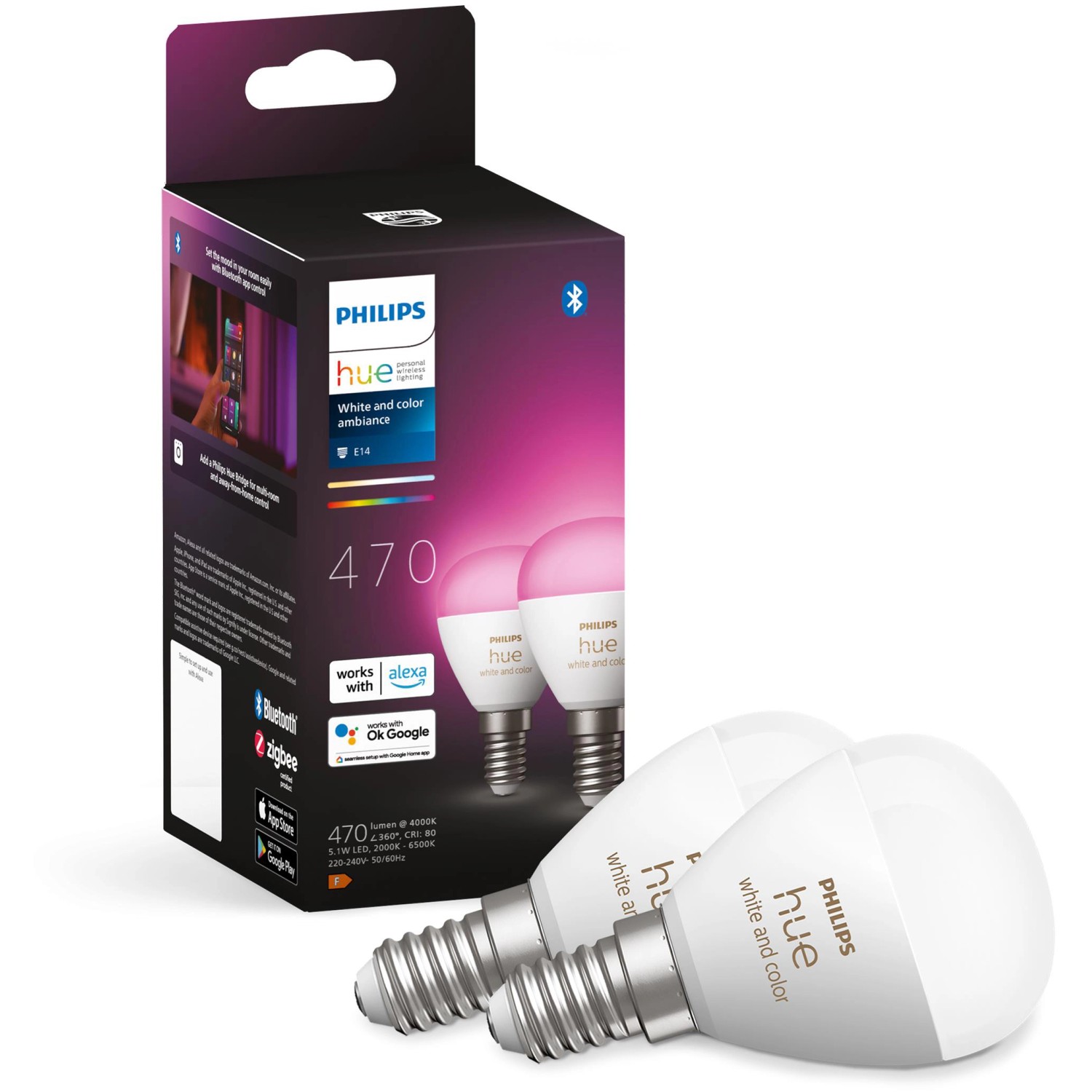 Philips Hue LED Leuchtmittel E14 White Color Ambi Luster Tropfenform 2er Pack Kaufen Bei OBI