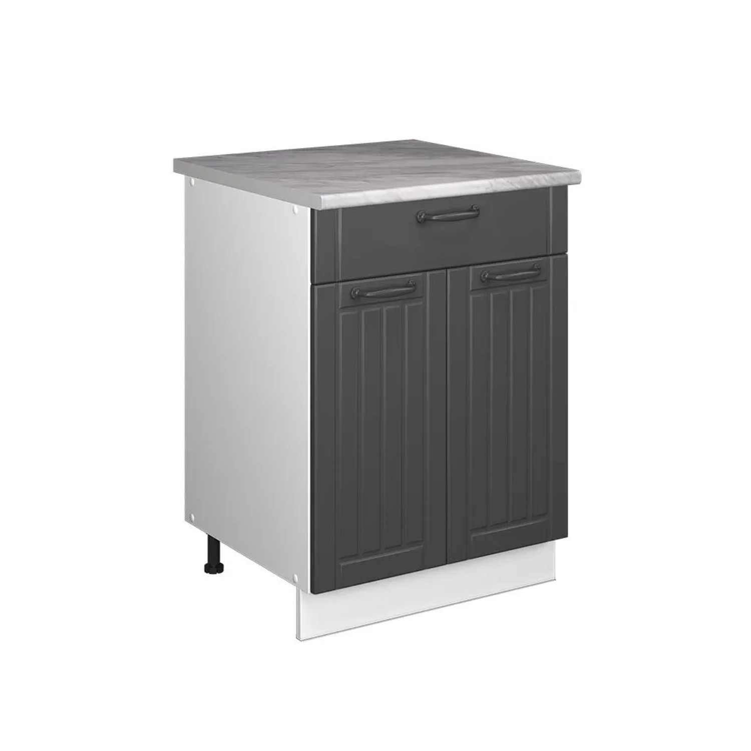 Vicco Unterschrank für Spüle/Kochfeld Fame-Line Dunkelgrau/Weiß 60 x 82 mit Schublade AP Marmor Art Nr 60972