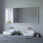 Aquabatos Badspiegel 140x70 cm mit LED-Streifen, dimmbar und Spiegelheizung, rechteckig.