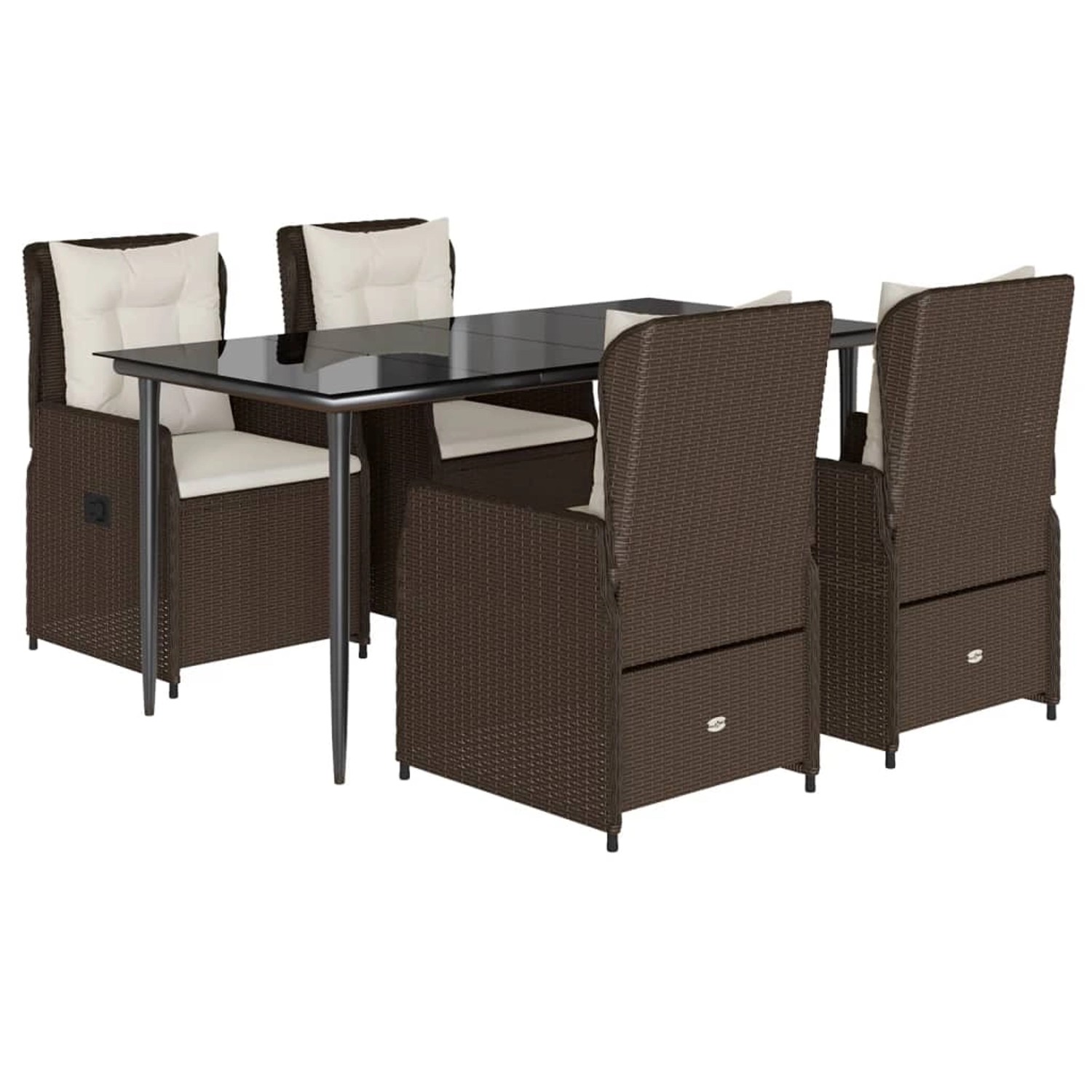 vidaXL 5-Tlg Garten-Essgruppe mit Kissen Braun Poly Rattan 3262843 günstig online kaufen