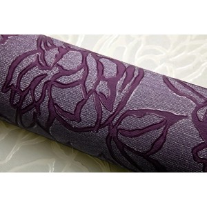 Violette, glänzende Blumentapete EDEM 9040-29 mit floralem Muster, Rolle.